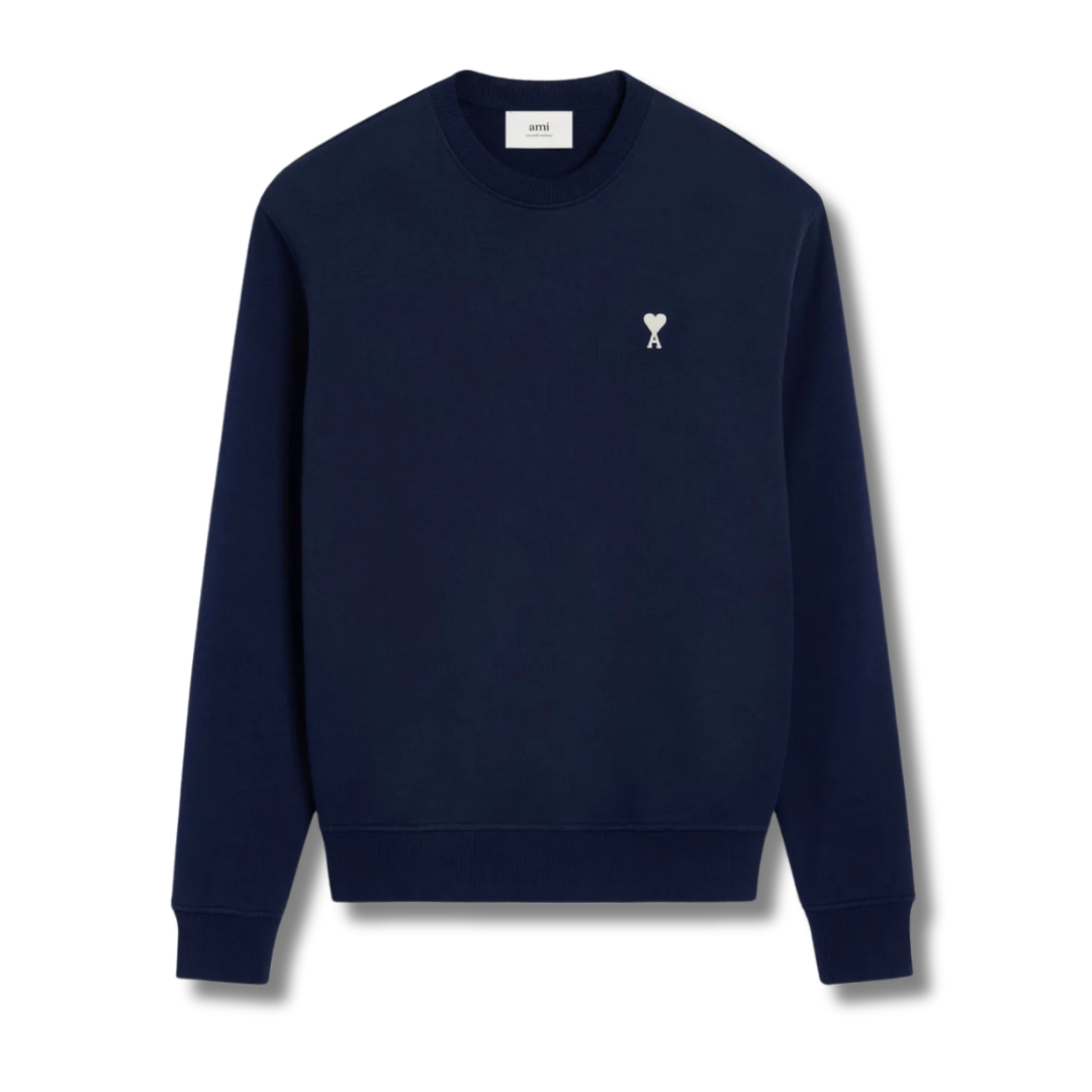 トップス AMI PARIS oversized sweater blue Ami Paris Oversized Logo-intarsia Merino-wool Sweater in
