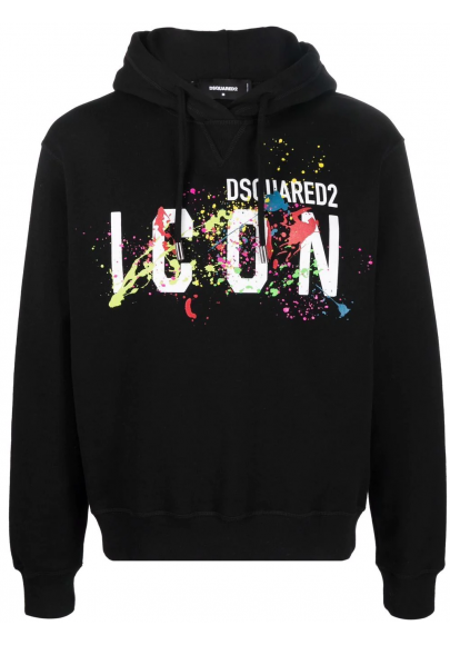 Dsquared2 Icon Hoodie Black Paint Print - Newbear