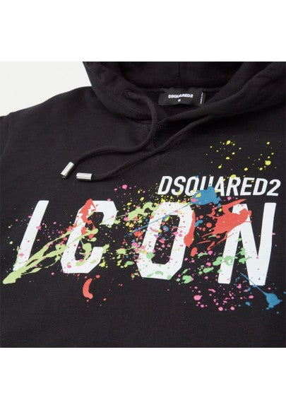 Dsquared2 Icon Hoodie Black Paint Print - Newbear