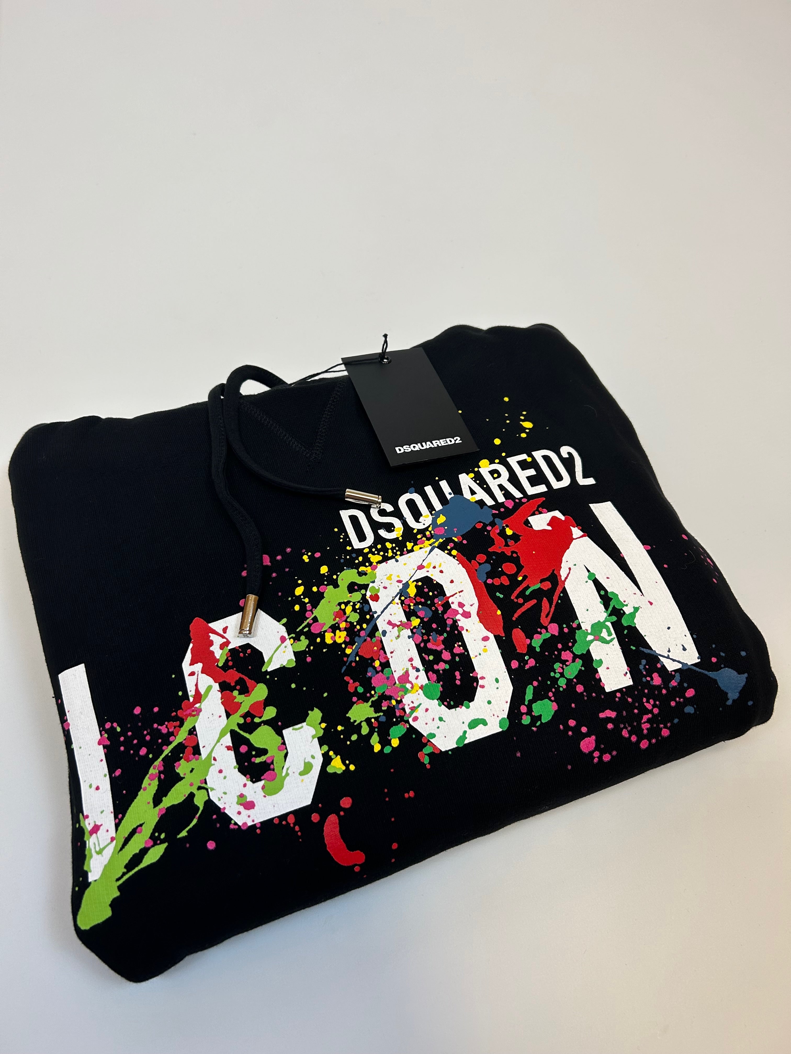 Dsquared2 Icon Hoodie Black Paint Print - Newbear