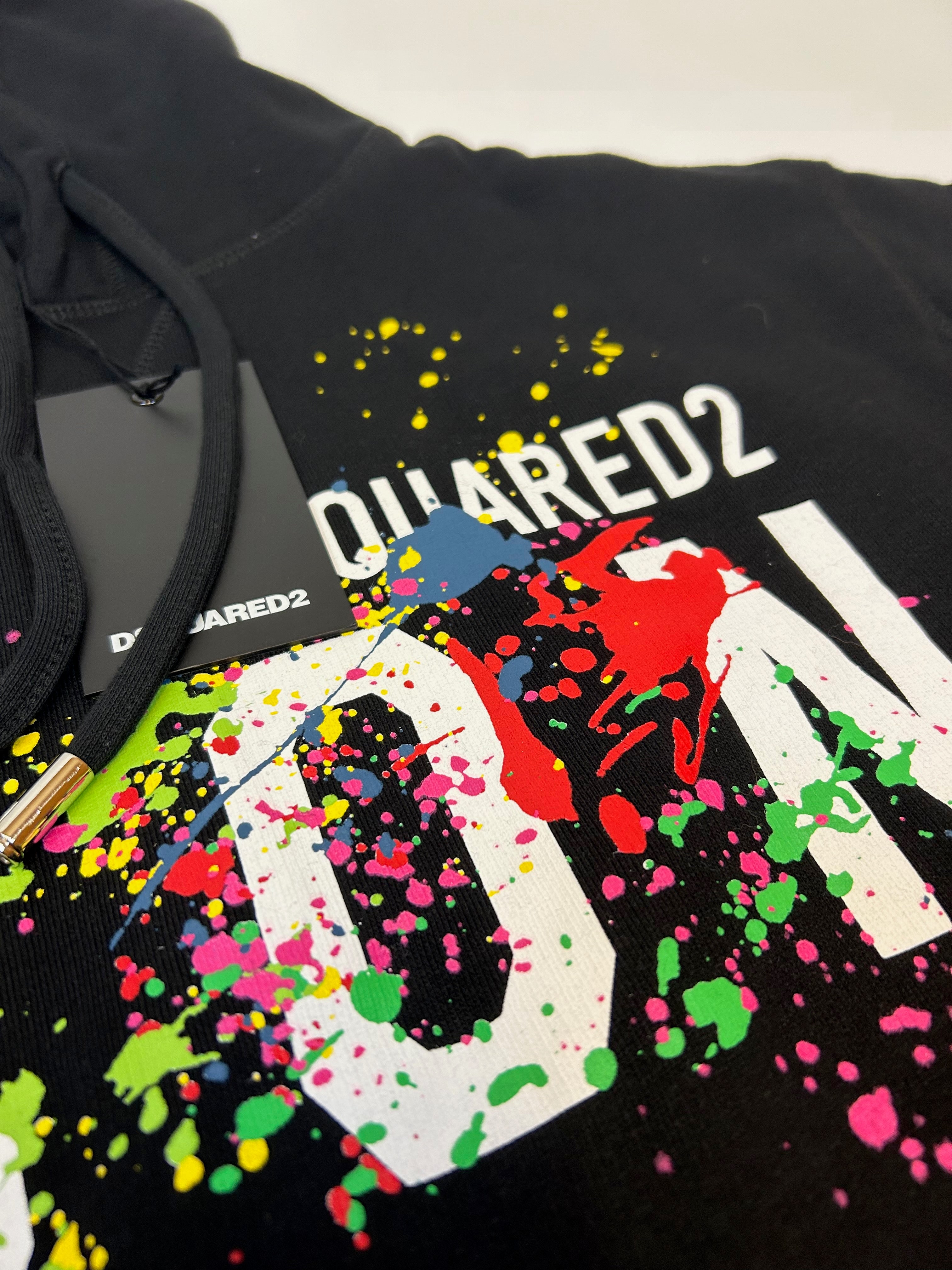 Dsquared2 Icon Hoodie Black Paint Print - Newbear