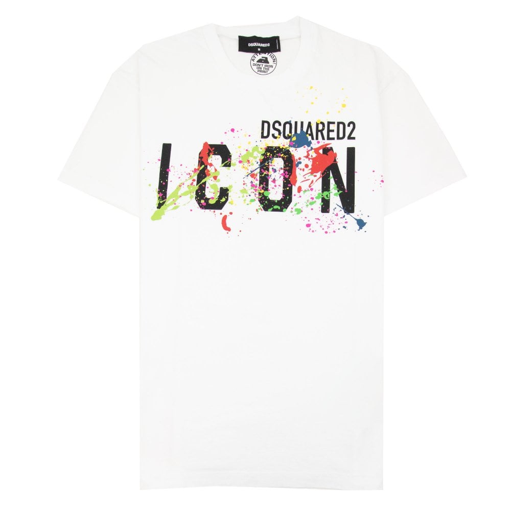 Dsquared2 T-Shirt White Paint Print - Newbear