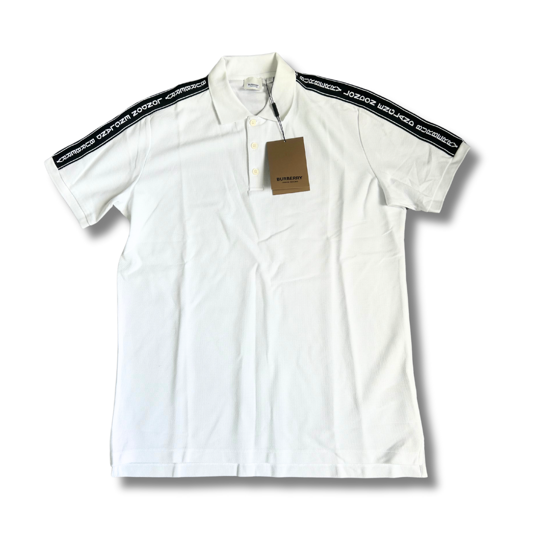 Burberry Poloshirt White Striped Logo - Newbear