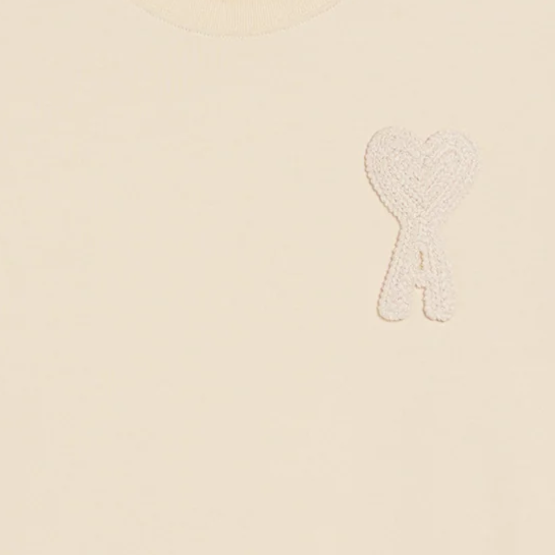 Ami Paris Big Beige Heart Knitted Logo T-Shirt Beige - Newbear