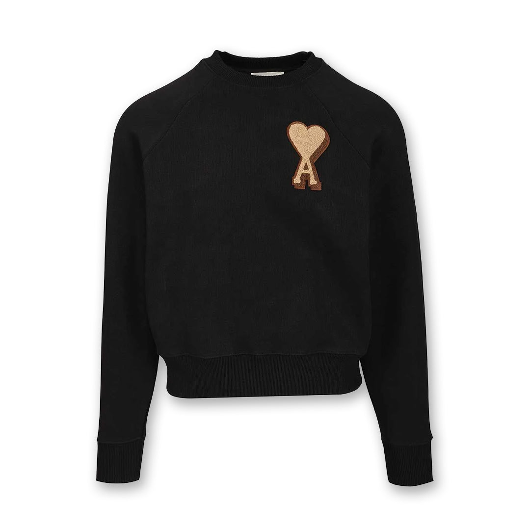 Ami Paris Big Brown Heart Knitted Logo Sweater Black