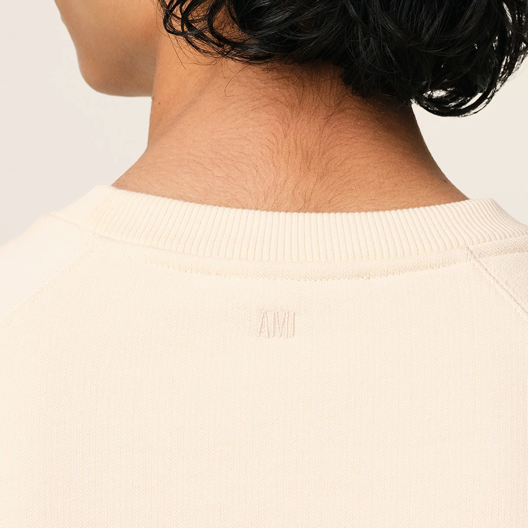 Ami Paris Big Beige Heart Knitted Logo Sweater Beige - Newbear